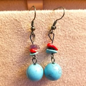 Turquoise dangle stone earings